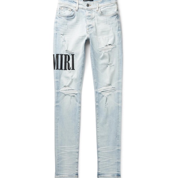AMIRI Blue Skinny Distressed Jeans